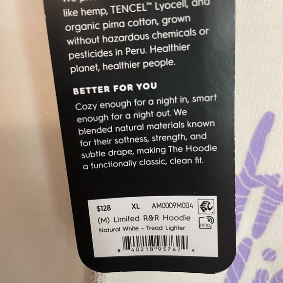 🌻 Allbirds Hooded Unisex Sweatshirt SIZE XL Natural White Tread Lighter - NWT - Picture 8 of 8